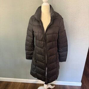 Michael Kors Black Down Puffer Winter Coat Womens XS Hooded Warm Jacket